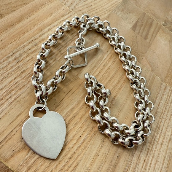 OTC 925 Sterling silver rolo chain heart tag necklace